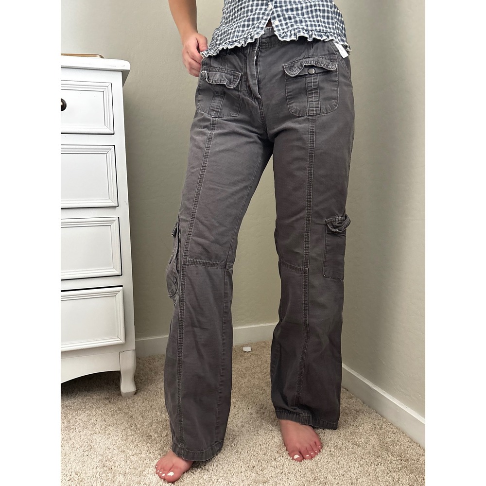 Brandy‎ Melville Charcoal Grey Cargo Fisherman Pants Bungee Waist Utility Womens